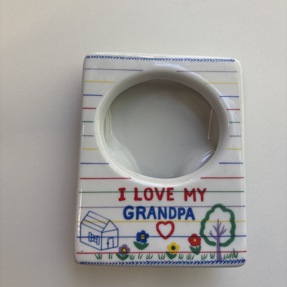 Vintage 90s I Love My Grandpa Ceramic Picture Frame Russ 4"W x 5" H
